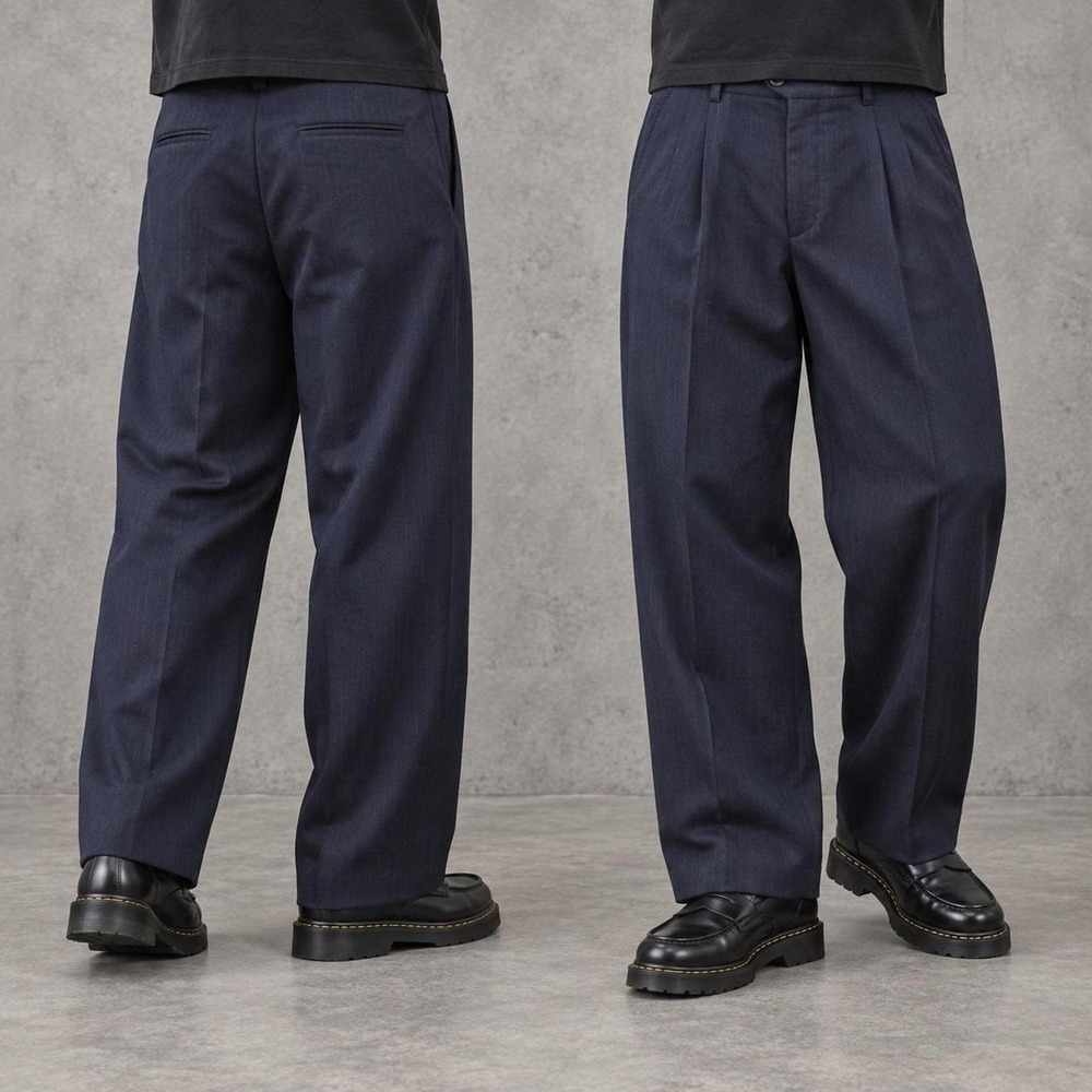 34x28 Navy Blue Pinstripe Baggy Wide Leg Dress Pants 2000s